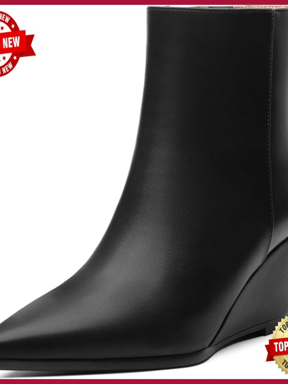 Wedge Ankle Boots Pointed Toe High Heel Short Booties Side Zipper Fall Winter